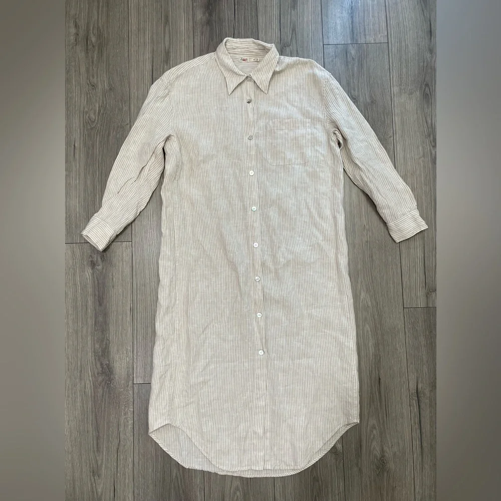 FAHERTY Linen Laguna Maxi Dress in Gus-Golden Sun Striped Size Medium - Picture 2 of 11